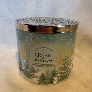 Bath & Body Works Fresh Balsam Candle - Green and Silver Design